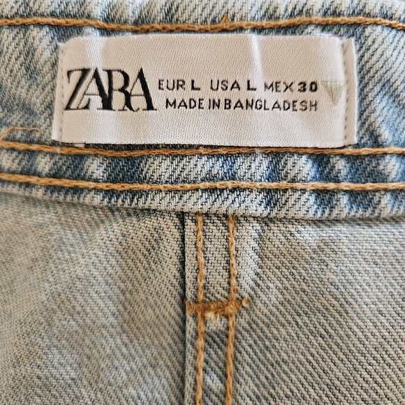 Zara Light Wash Denim Cargo Mini Casual Boho Pockets Skirt Size Large. - Picture 14 of 14